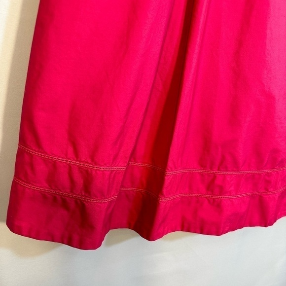 Liz Claiborne 100% Cotton Hot Pink Fit & Flared Pleated Belted Knee Length Skirt - Picture 5 of 8